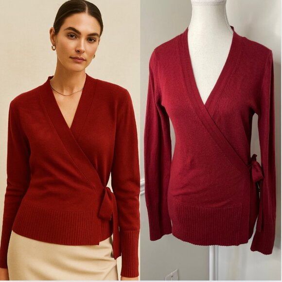 Tommy Hilfiger Angora Blend Wrap Cardigan Sweater M - Picture 1 of 12